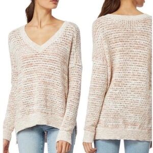 Habitual open weave rose beige and cream pullover sweater Large